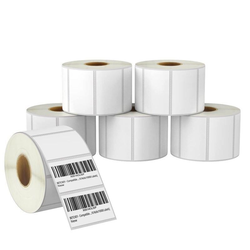 BETCKEY - 2.25" x 1.25" (57 mm x 32 mm) UPC Barcode & Multipurpose Labels Compatible with Zebra & Rollo Label Printer,Premium Adhesive & Perforated [6 Rolls, 6000 Labels] - Image 1